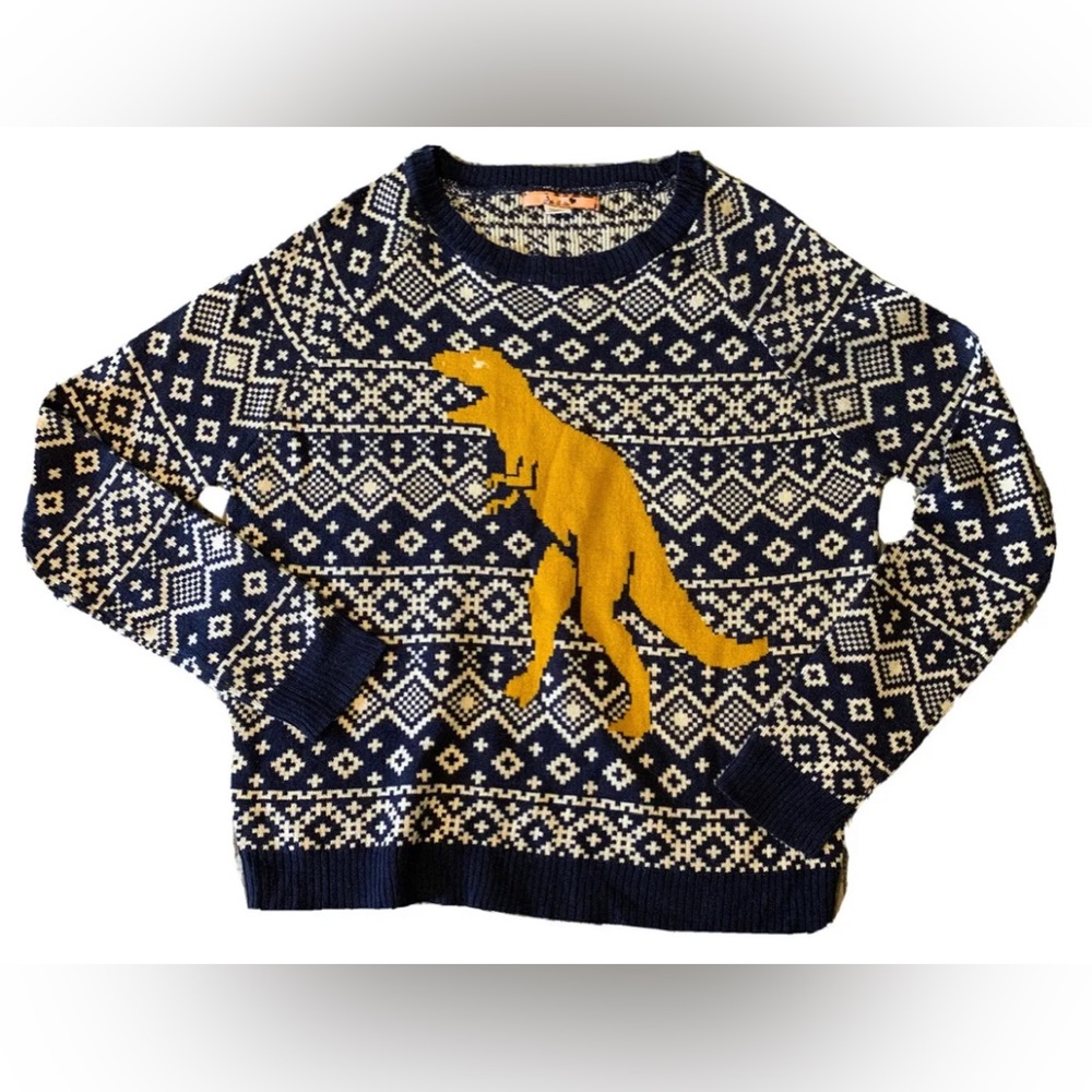 So It Is T Rex Youth Medium Pullover Dinosaur Sweater M